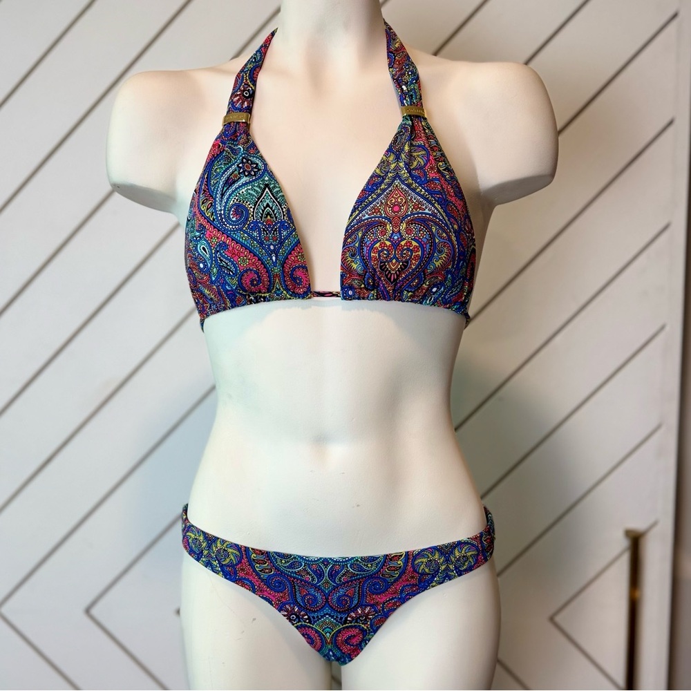 OndadeMar - Paisley Print Halter Bikini - Size S